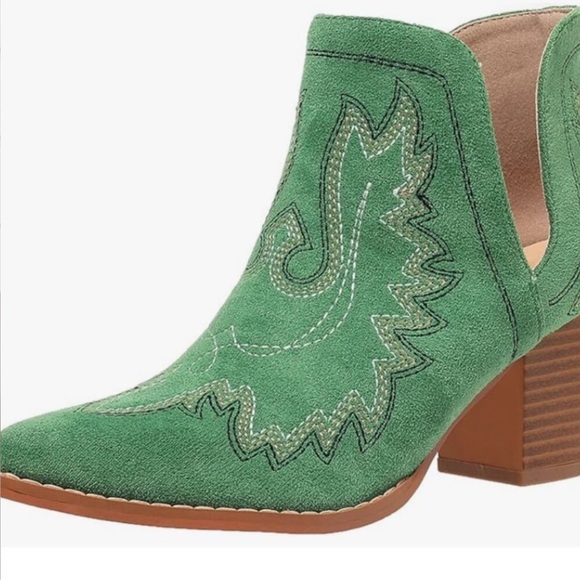 Cowboy Ankle Western Boots green new - Picture 2 of 8
